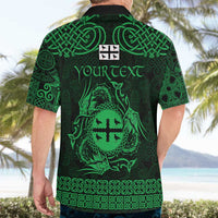 Personalized Flintshire Sir y Fflint Hawaiian Shirt Green Four Choughs Celtic-inspired - Wonder Print Shop