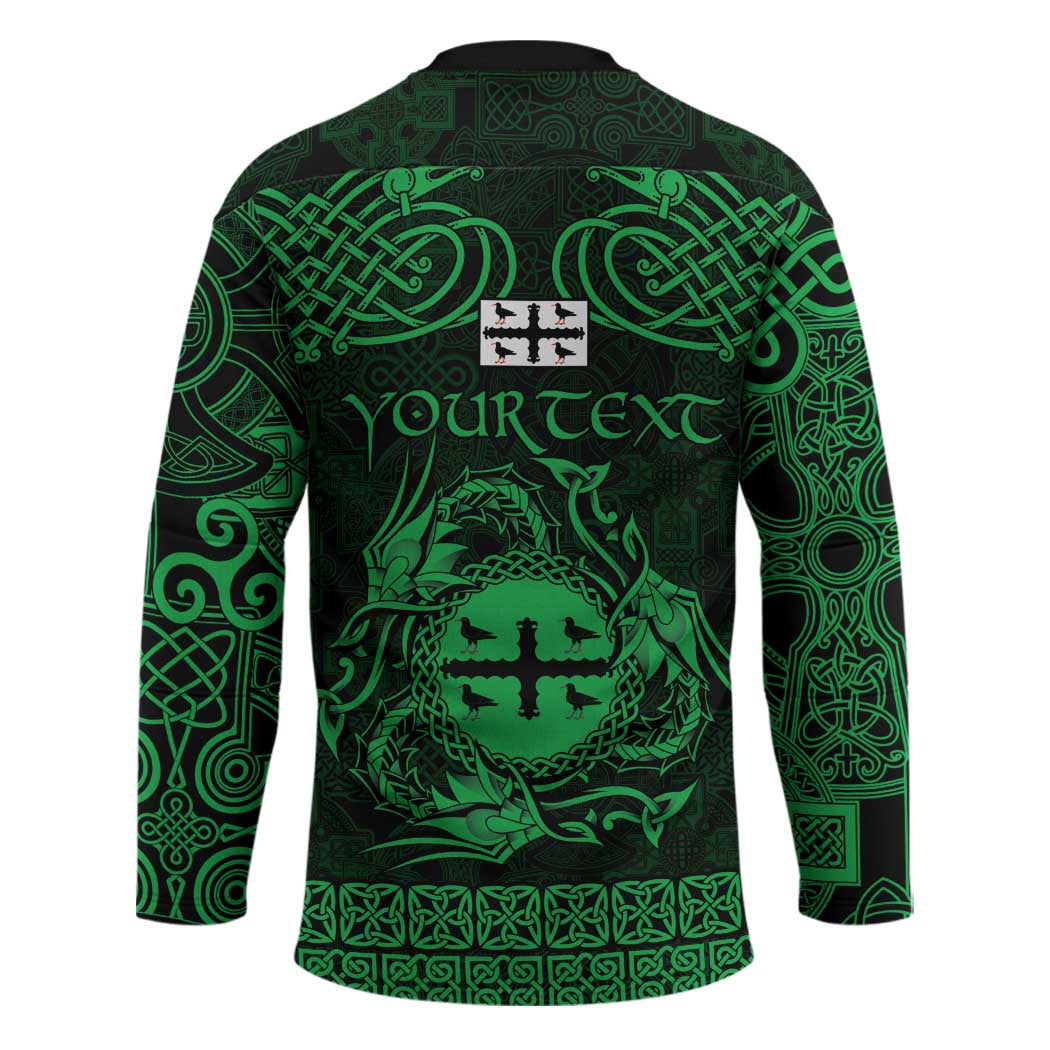 Personalized Flintshire Sir y Fflint Hockey Jersey Green Four Choughs Celtic-inspired - Wonder Print Shop