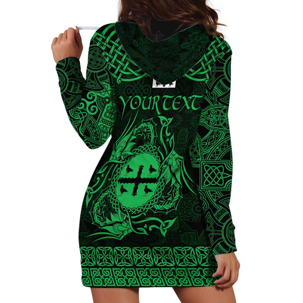 Personalized Flintshire Sir y Fflint Hoodie Dress Green Four Choughs Celtic-inspired - Wonder Print Shop
