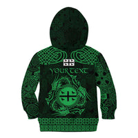 Personalized Flintshire Sir y Fflint Kid Hoodie Green Four Choughs Celtic-inspired - Wonder Print Shop