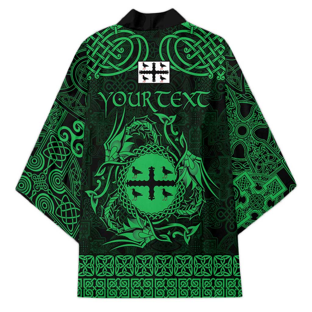 Personalized Flintshire Sir y Fflint Kimono Green Four Choughs Celtic-inspired - Wonder Print Shop