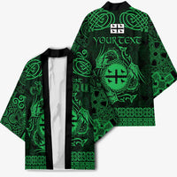 Personalized Flintshire Sir y Fflint Kimono Green Four Choughs Celtic-inspired - Wonder Print Shop
