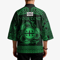 Personalized Flintshire Sir y Fflint Kimono Green Four Choughs Celtic-inspired - Wonder Print Shop