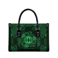 Personalized Flintshire Sir y Fflint Leather Bag Green Four Choughs Celtic-inspired - Wonder Print Shop
