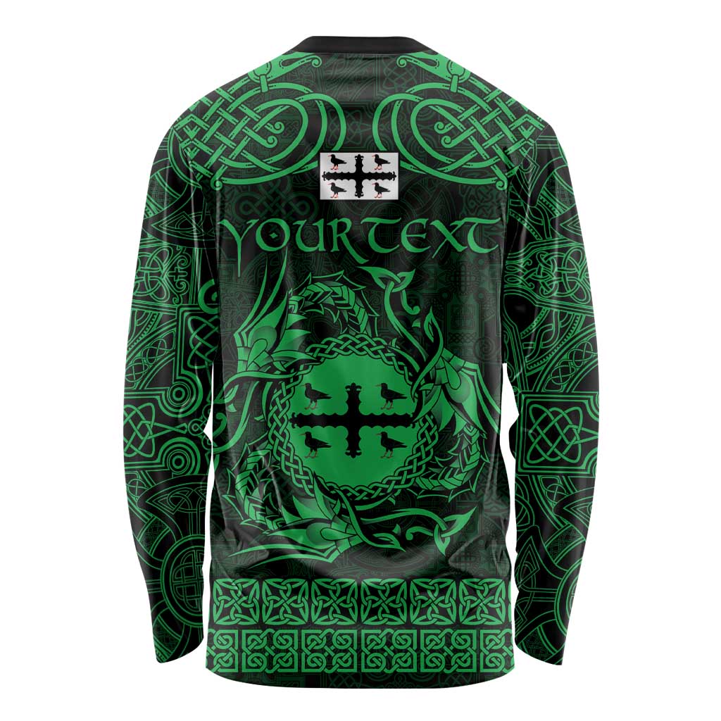 Personalized Flintshire Sir y Fflint Long Sleeve Shirt Green Four Choughs Celtic-inspired - Wonder Print Shop