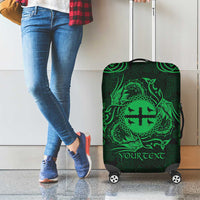 Personalized Flintshire Sir y Fflint Luggage Cover Green Four Choughs Celtic-inspired - Wonder Print Shop