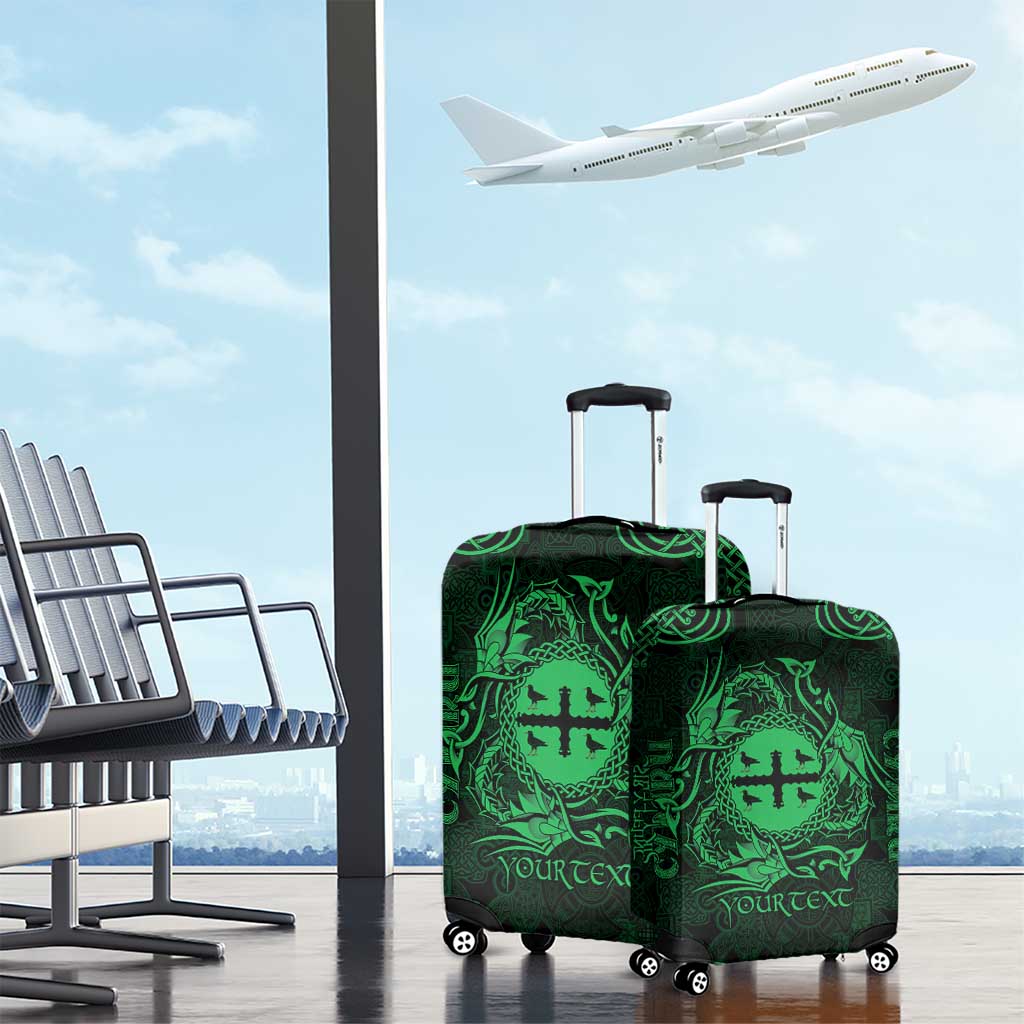 Personalized Flintshire Sir y Fflint Luggage Cover Green Four Choughs Celtic-inspired - Wonder Print Shop