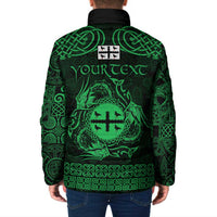 Personalized Flintshire Sir y Fflint Padded Jacket Green Four Choughs Celtic-inspired - Wonder Print Shop