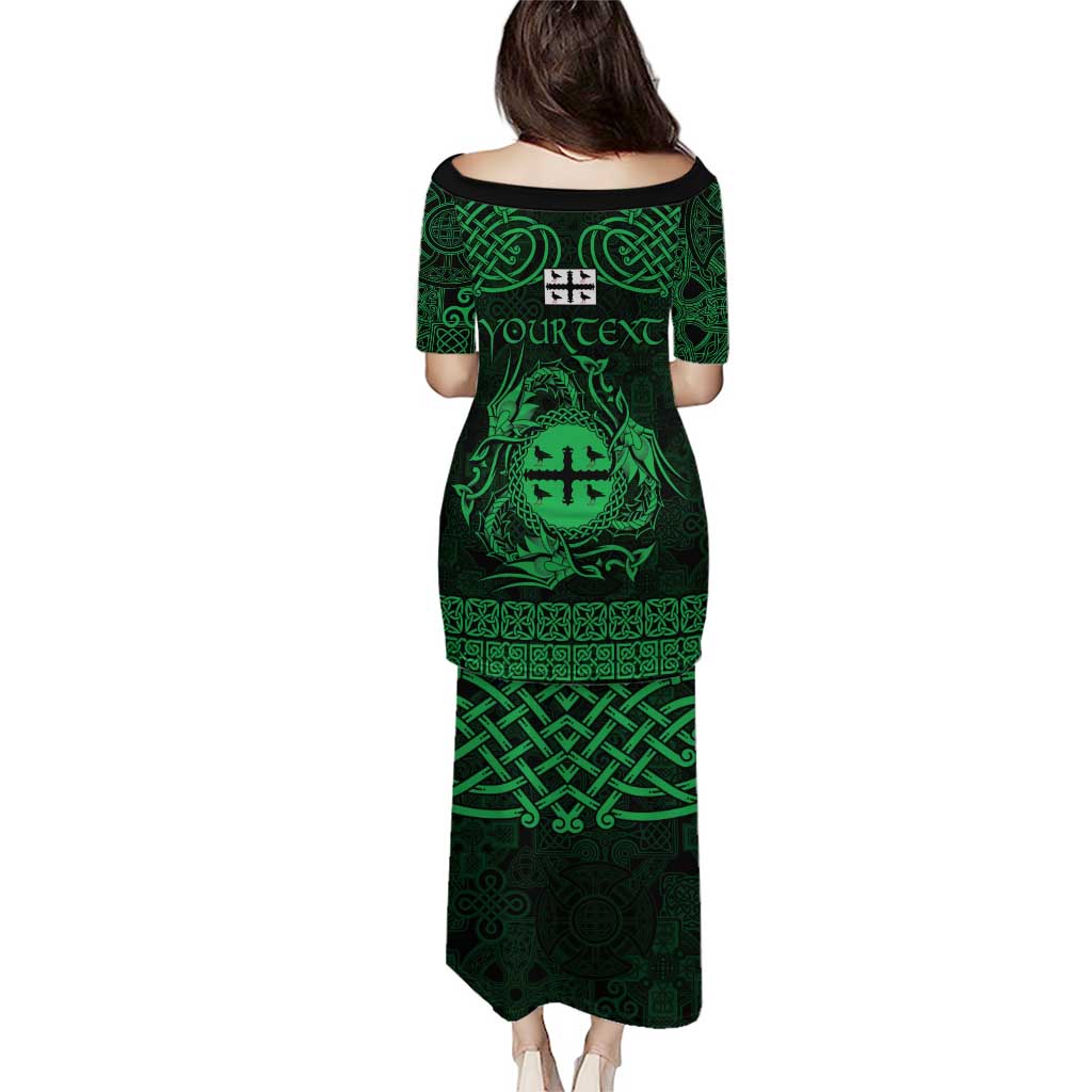 Personalized Flintshire Sir y Fflint Puletasi Green Four Choughs Celtic-inspired - Wonder Print Shop