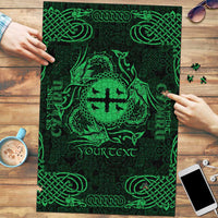 Personalized Flintshire Sir y Fflint Puzzle Green Four Choughs Celtic-inspired - Wonder Print Shop