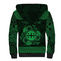 Personalized Flintshire Sir y Fflint Sherpa Hoodie Green Four Choughs Celtic-inspired - Wonder Print Shop