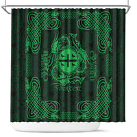 Personalized Flintshire Sir y Fflint Shower Curtain Green Four Choughs Celtic-inspired - Wonder Print Shop
