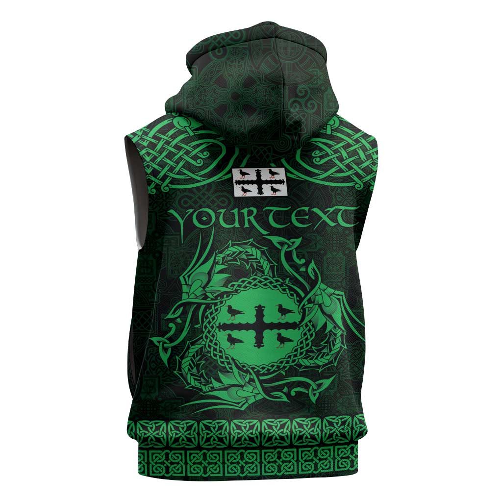 Personalized Flintshire Sir y Fflint Sleeveless Hoodie Green Four Choughs Celtic-inspired - Wonder Print Shop