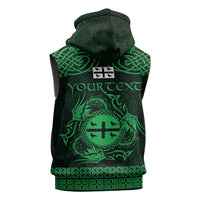 Personalized Flintshire Sir y Fflint Sleeveless Hoodie Green Four Choughs Celtic-inspired - Wonder Print Shop