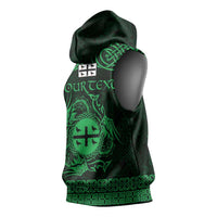 Personalized Flintshire Sir y Fflint Sleeveless Hoodie Green Four Choughs Celtic-inspired - Wonder Print Shop