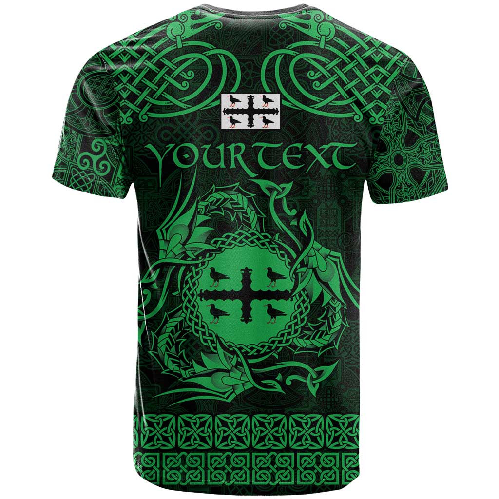 Personalized Flintshire Sir y Fflint T Shirt Green Four Choughs Celtic-inspired - Wonder Print Shop