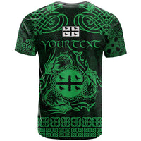 Personalized Flintshire Sir y Fflint T Shirt Green Four Choughs Celtic-inspired - Wonder Print Shop