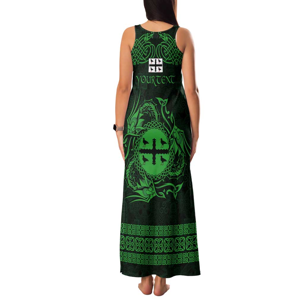 Personalized Flintshire Sir y Fflint Tank Maxi Dress Green Four Choughs Celtic-inspired - Wonder Print Shop