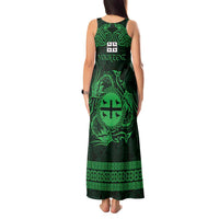 Personalized Flintshire Sir y Fflint Tank Maxi Dress Green Four Choughs Celtic-inspired - Wonder Print Shop