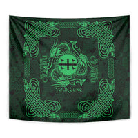 Personalized Flintshire Sir y Fflint Tapestry Green Four Choughs Celtic-inspired - Wonder Print Shop
