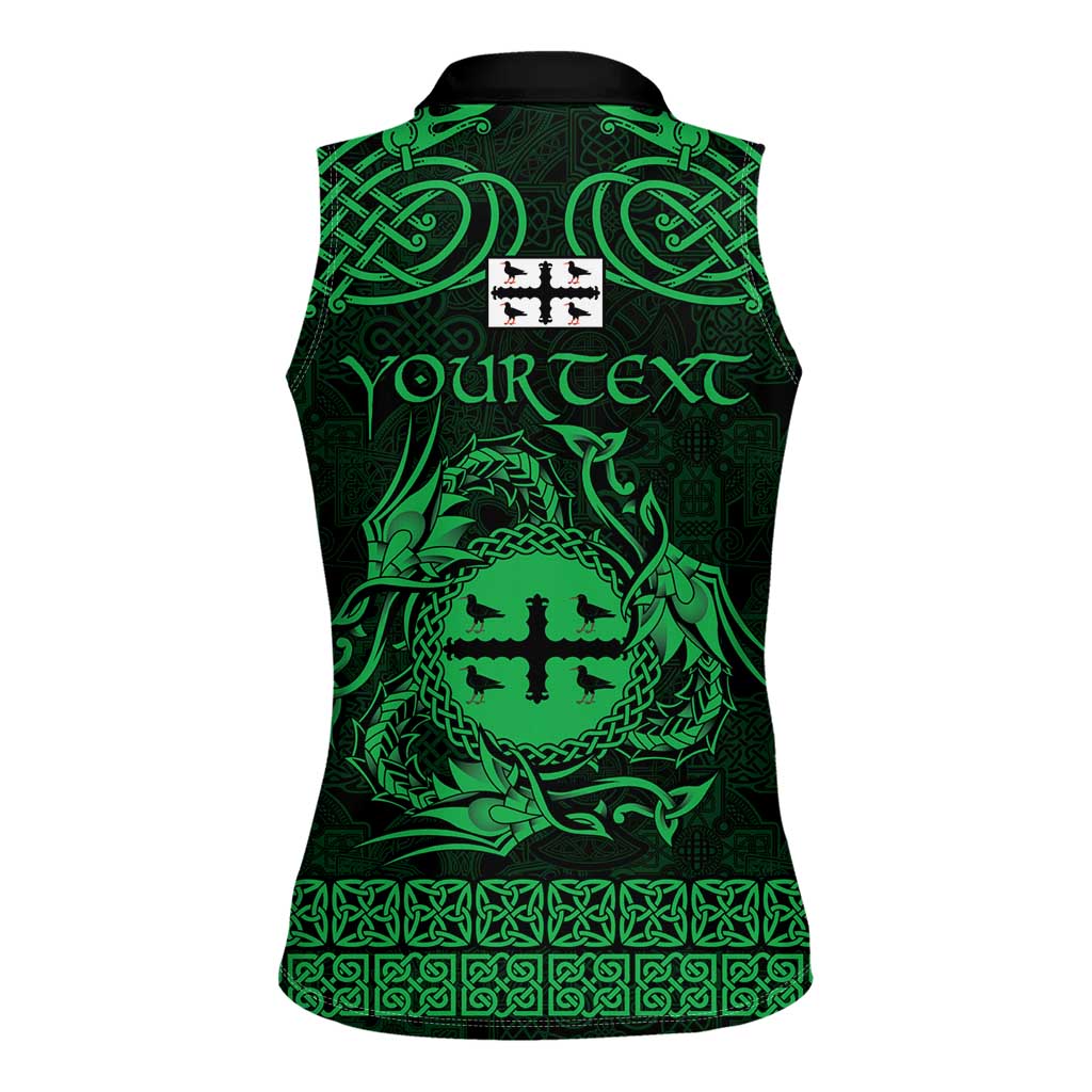 Personalized Flintshire Sir y Fflint Women Sleeveless Polo Shirt Green Four Choughs Celtic-inspired - Wonder Print Shop