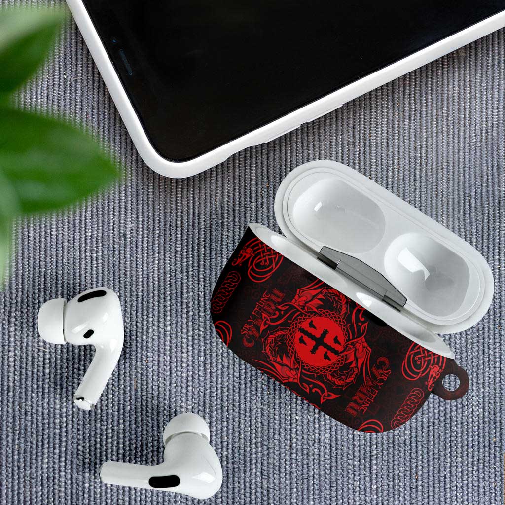 Personalized Flintshire Sir y Fflint AirPods Case Red Four Choughs Celtic-inspired - Wonder Print Shop