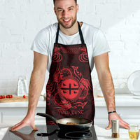 Personalized Flintshire Sir y Fflint Apron Red Four Choughs Celtic-inspired - Wonder Print Shop
