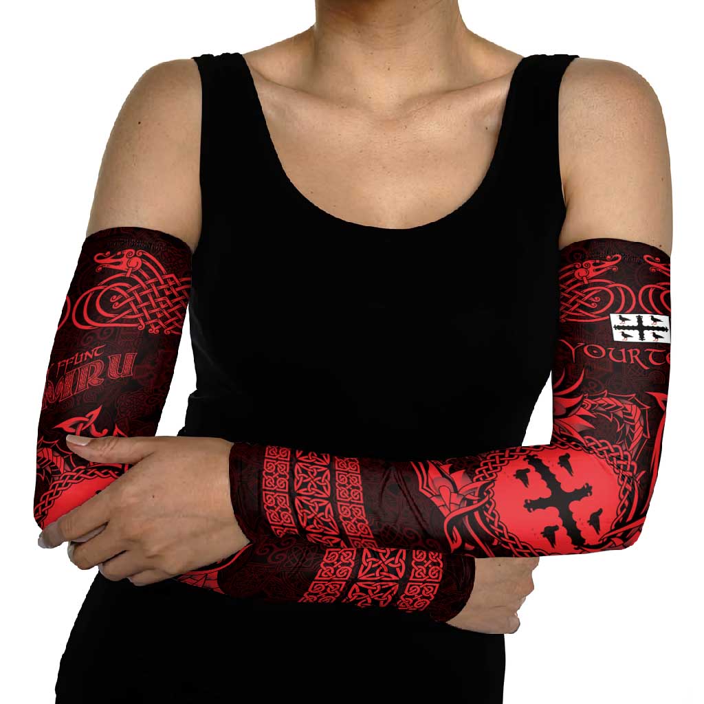 Personalized Flintshire Sir y Fflint Arm Sleeves Red Four Choughs Celtic-inspired - Wonder Print Shop