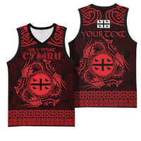 Personalized Flintshire Sir y Fflint Basketball Jersey Red Four Choughs Celtic-inspired - Wonder Print Shop
