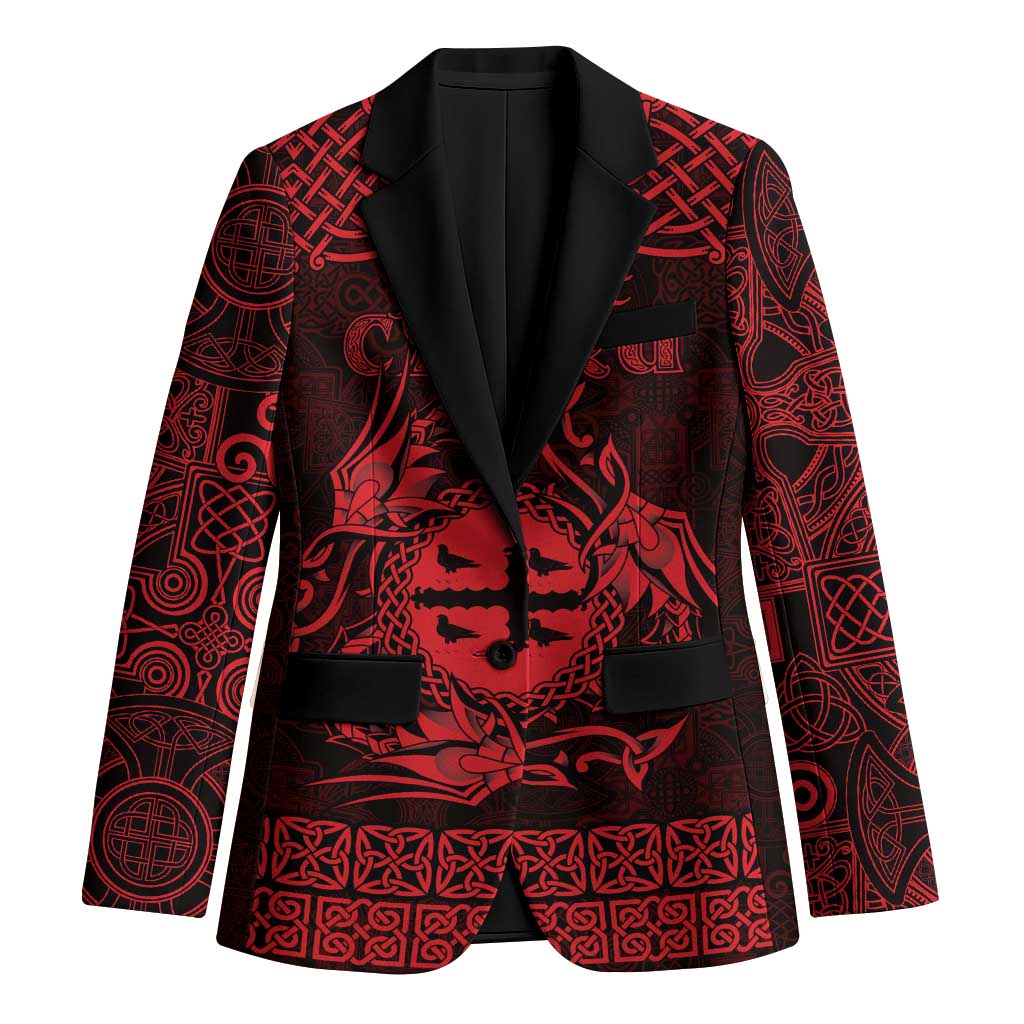 Personalized Flintshire Sir y Fflint Blazer Red Four Choughs Celtic-inspired - Wonder Print Shop