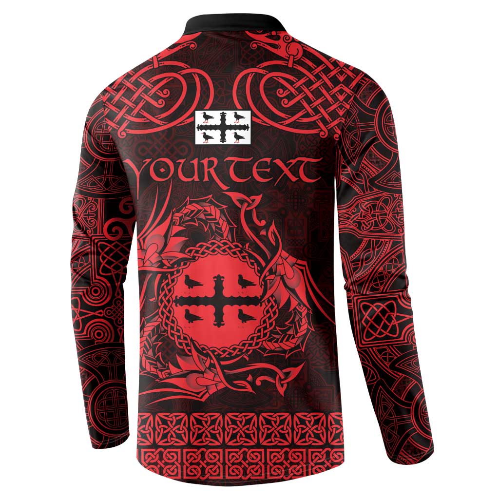 Personalized Flintshire Sir y Fflint Button Sweatshirt Red Four Choughs Celtic-inspired - Wonder Print Shop