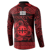 Personalized Flintshire Sir y Fflint Button Sweatshirt Red Four Choughs Celtic-inspired - Wonder Print Shop