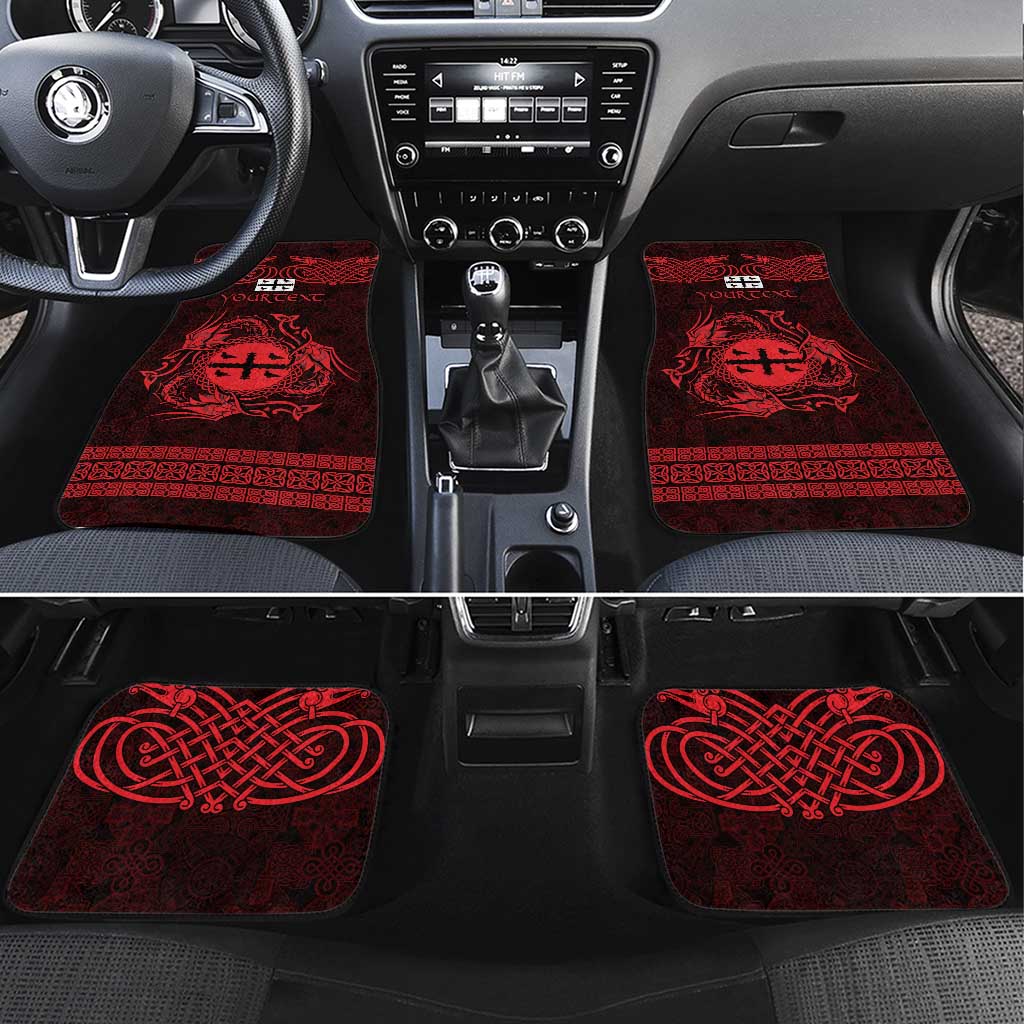 Personalized Flintshire Sir y Fflint Car Mats Red Four Choughs Celtic-inspired - Wonder Print Shop