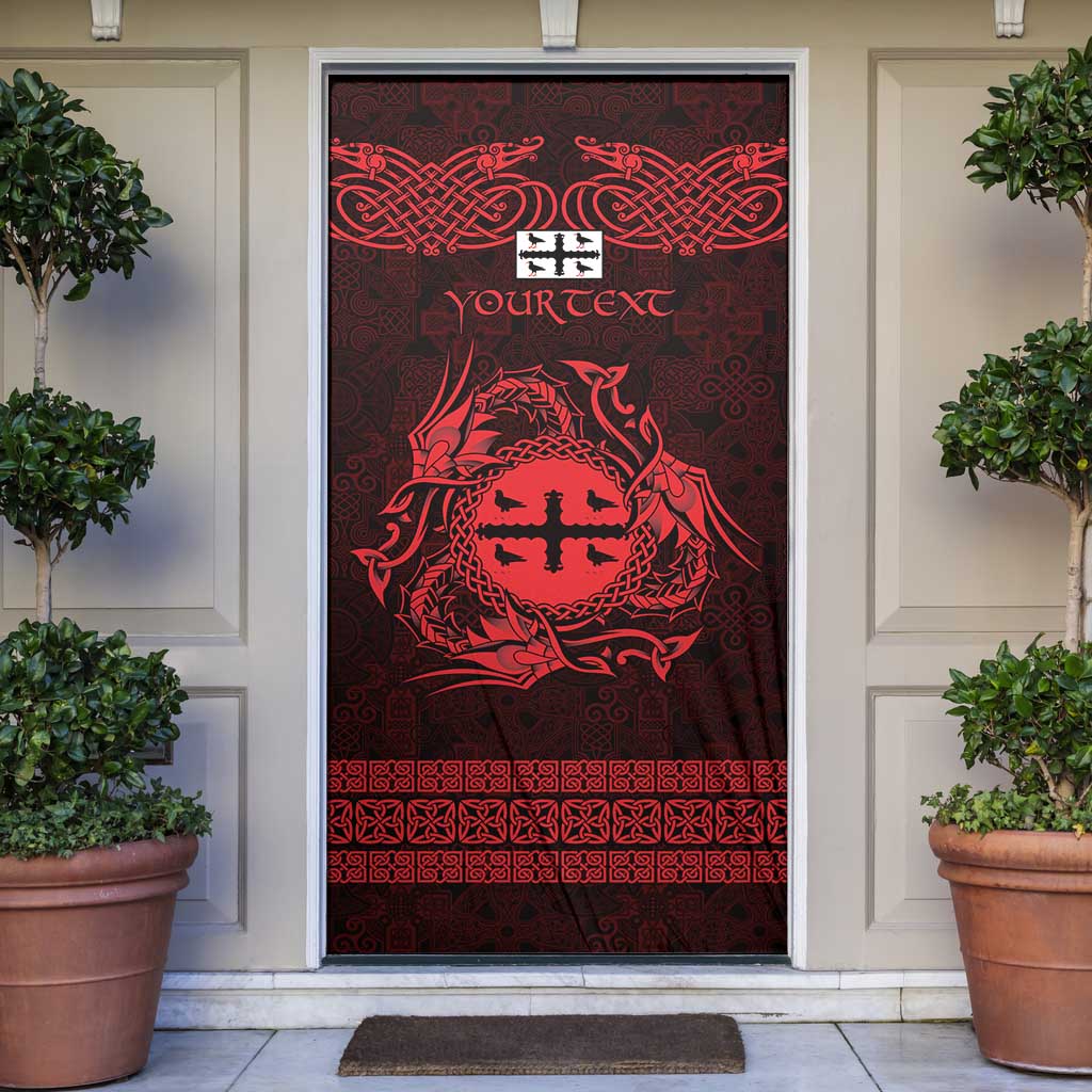 Personalized Flintshire Sir y Fflint Door Cover Red Four Choughs Celtic-inspired - Wonder Print Shop