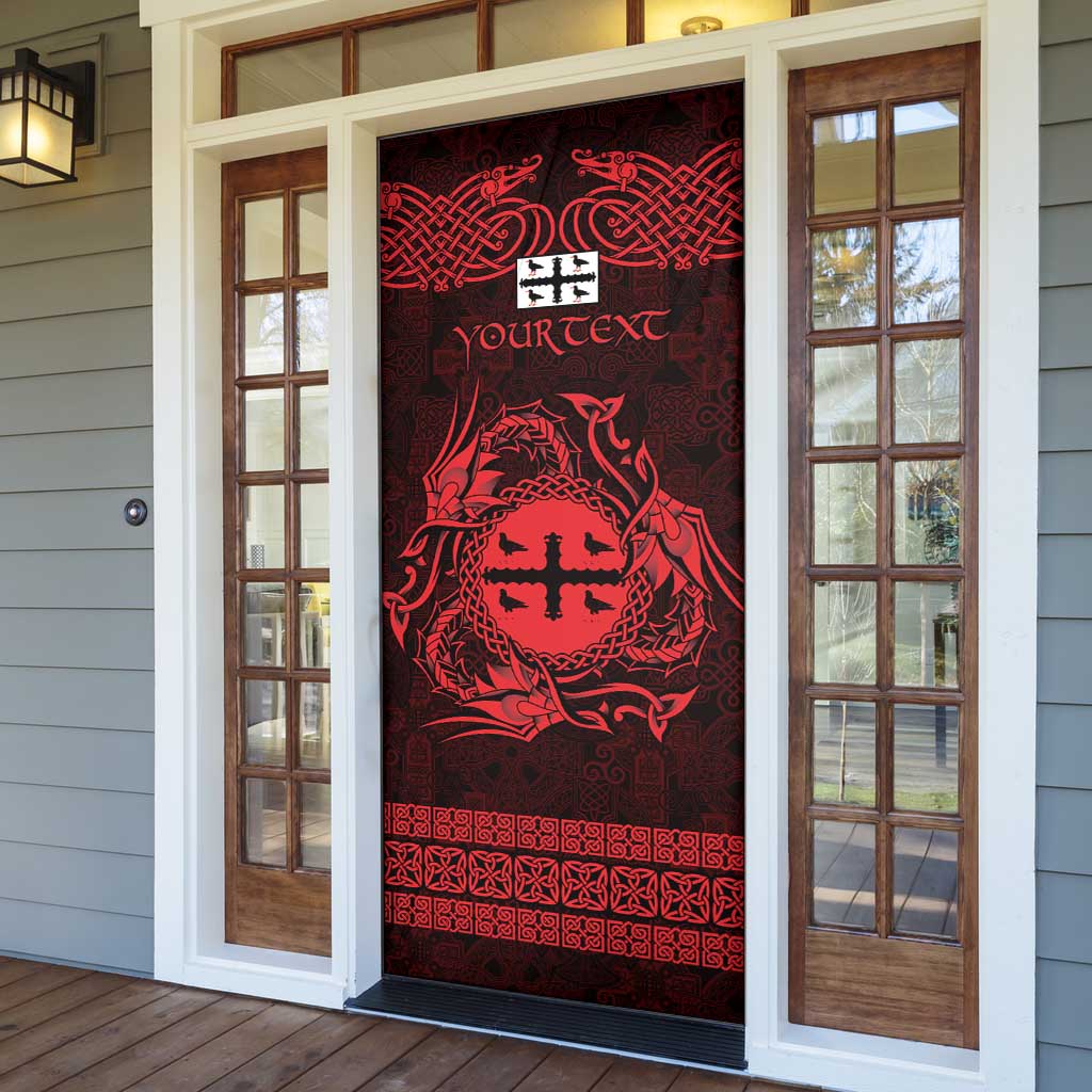 Personalized Flintshire Sir y Fflint Door Cover Red Four Choughs Celtic-inspired - Wonder Print Shop