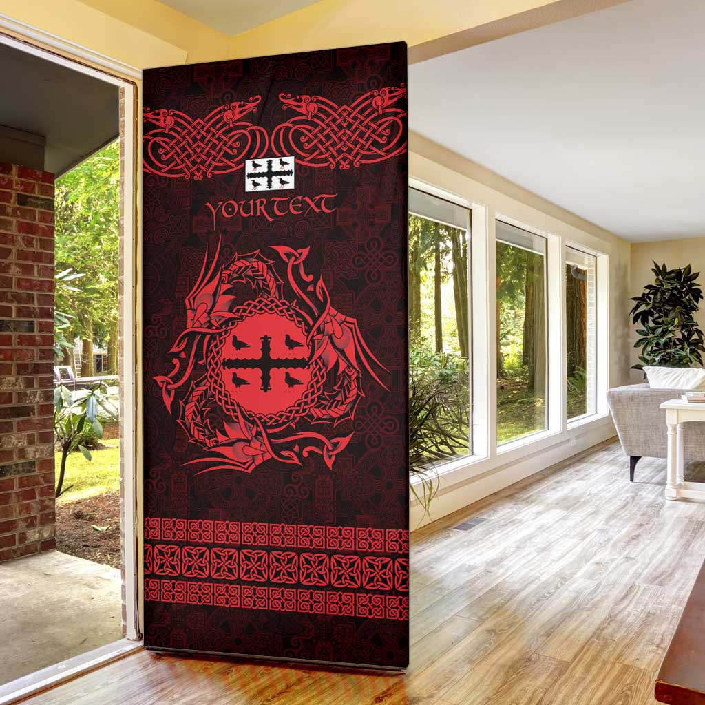 Personalized Flintshire Sir y Fflint Door Cover Red Four Choughs Celtic-inspired - Wonder Print Shop