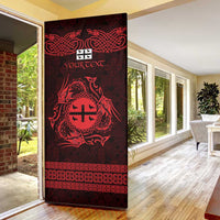 Personalized Flintshire Sir y Fflint Door Cover Red Four Choughs Celtic-inspired - Wonder Print Shop