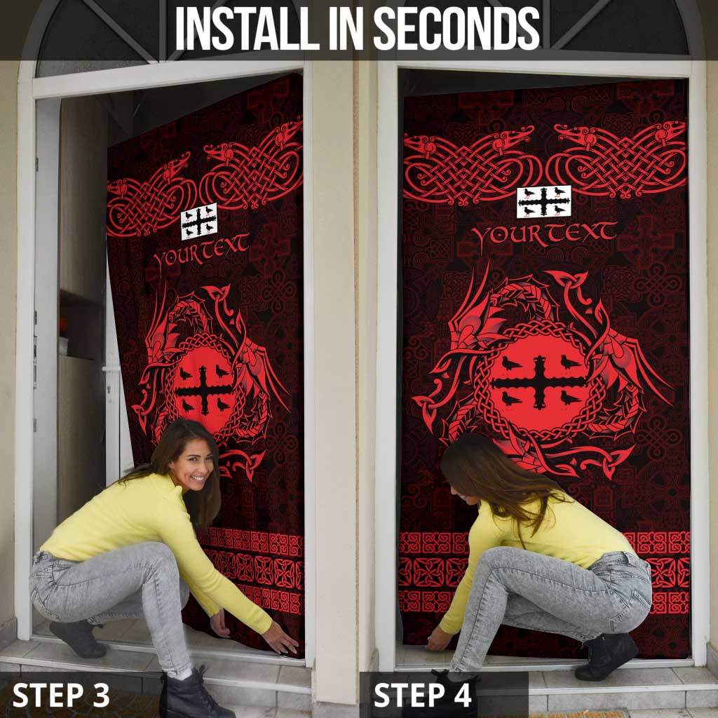 Personalized Flintshire Sir y Fflint Door Cover Red Four Choughs Celtic-inspired - Wonder Print Shop