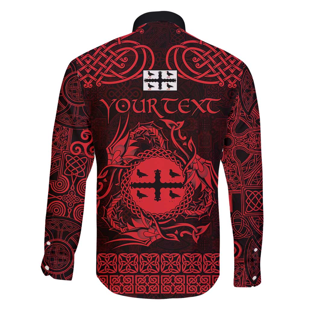 Personalized Flintshire Sir y Fflint Family Matching Long Sleeve Bodycon Dress and Hawaiian Shirt Red Four Choughs Celtic-inspired - Wonder Print Shop