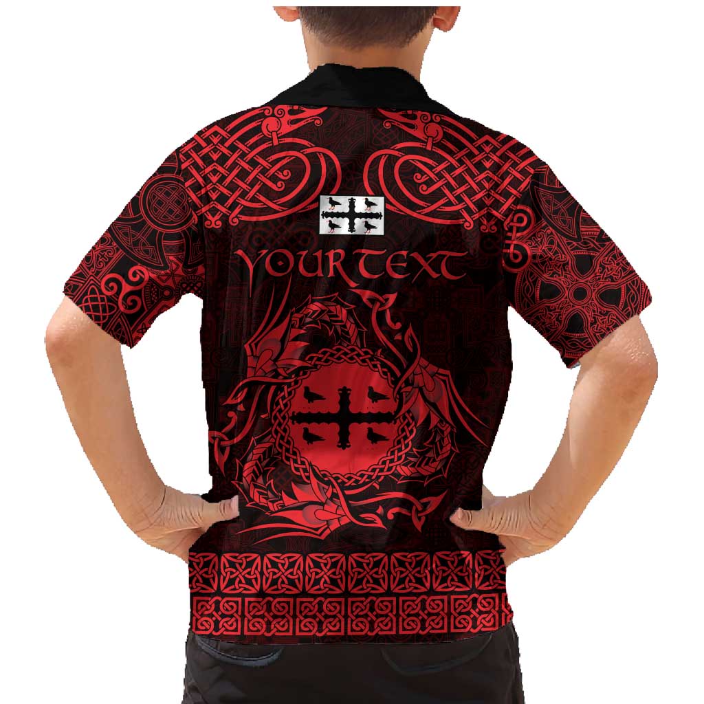 Personalized Flintshire Sir y Fflint Family Matching Mermaid Dress and Hawaiian Shirt Red Four Choughs Celtic-inspired - Wonder Print Shop