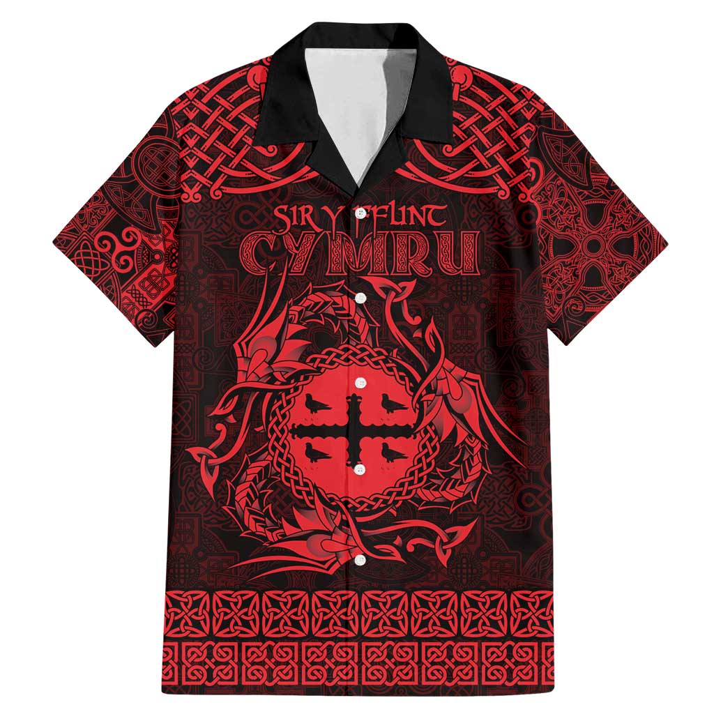 Personalized Flintshire Sir y Fflint Family Matching Mermaid Dress and Hawaiian Shirt Red Four Choughs Celtic-inspired - Wonder Print Shop
