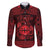 Personalized Flintshire Sir y Fflint Family Matching Off The Shoulder Long Sleeve Dress and Hawaiian Shirt Red Four Choughs Celtic-inspired - Wonder Print Shop
