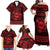 Personalized Flintshire Sir y Fflint Family Matching Off Shoulder Maxi Dress and Hawaiian Shirt Red Four Choughs Celtic-inspired - Wonder Print Shop