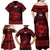 Personalized Flintshire Sir y Fflint Family Matching Off Shoulder Maxi Dress and Hawaiian Shirt Red Four Choughs Celtic-inspired - Wonder Print Shop
