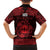 Personalized Flintshire Sir y Fflint Family Matching Off Shoulder Short Dress and Hawaiian Shirt Red Four Choughs Celtic-inspired - Wonder Print Shop
