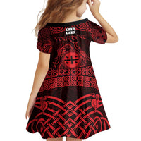 Personalized Flintshire Sir y Fflint Family Matching Off Shoulder Short Dress and Hawaiian Shirt Red Four Choughs Celtic-inspired - Wonder Print Shop
