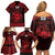 Personalized Flintshire Sir y Fflint Family Matching Off Shoulder Short Dress and Hawaiian Shirt Red Four Choughs Celtic-inspired - Wonder Print Shop