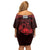 Personalized Flintshire Sir y Fflint Family Matching Off Shoulder Short Dress and Hawaiian Shirt Red Four Choughs Celtic-inspired - Wonder Print Shop