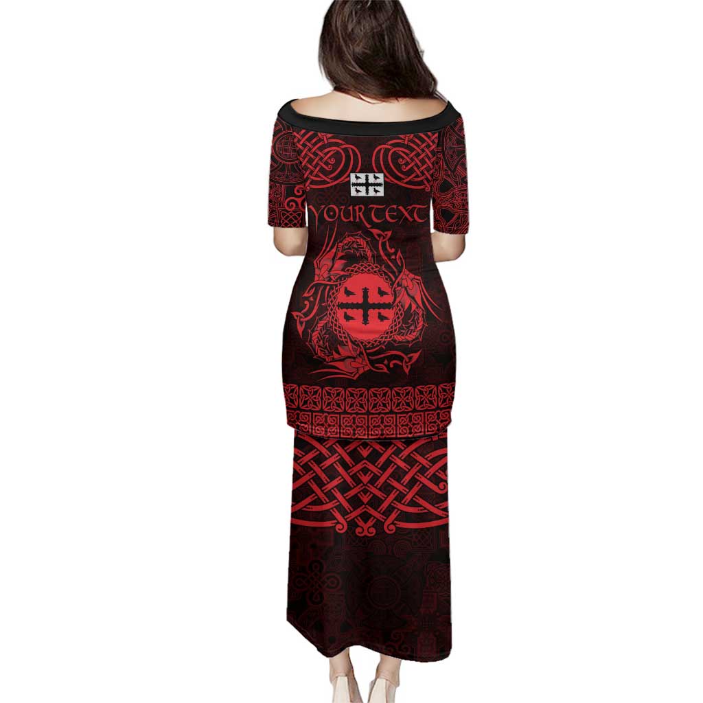 Personalized Flintshire Sir y Fflint Family Matching Puletasi and Hawaiian Shirt Red Four Choughs Celtic-inspired - Wonder Print Shop