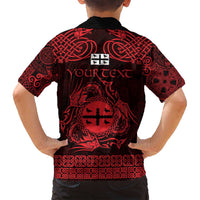 Personalized Flintshire Sir y Fflint Family Matching Summer Maxi Dress and Hawaiian Shirt Red Four Choughs Celtic-inspired - Wonder Print Shop